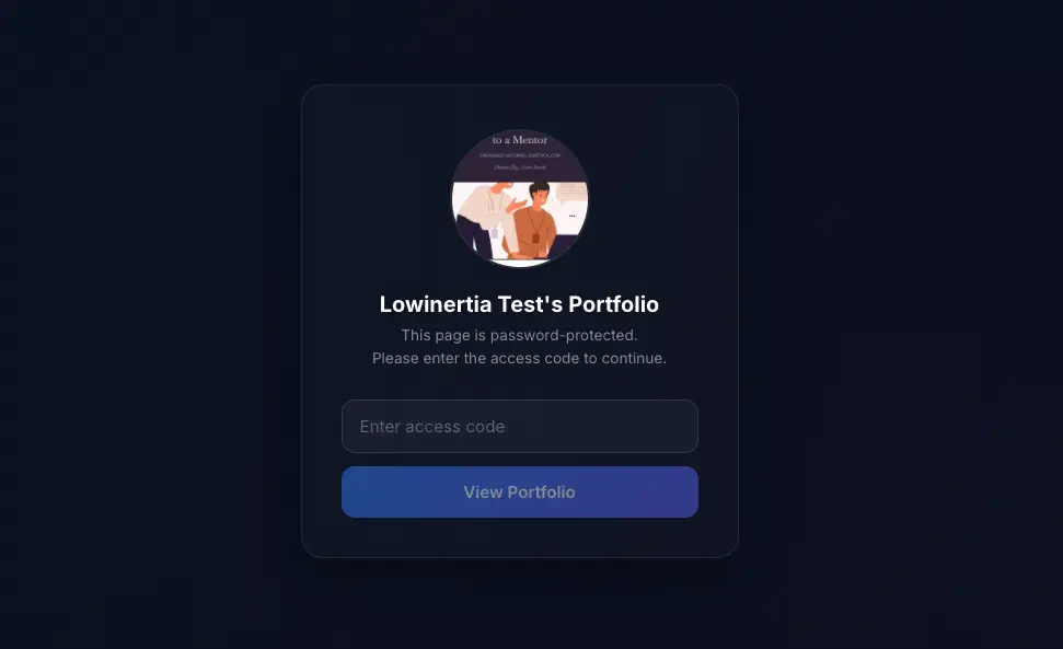 private access code to secure y our page
